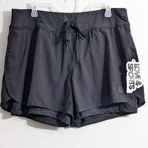 Love & Sports Women's Black Lined Running Shorts, Size XL(16-18), New With Tag